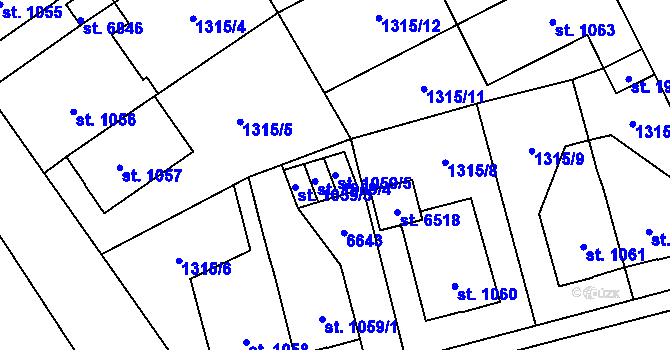 Parcela st. 1059/5 v KÚ Klatovy, Katastrální mapa