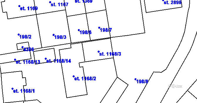 Parcela st. 1168/3 v KÚ Klatovy, Katastrální mapa