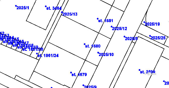 Parcela st. 1680 v KÚ Klatovy, Katastrální mapa