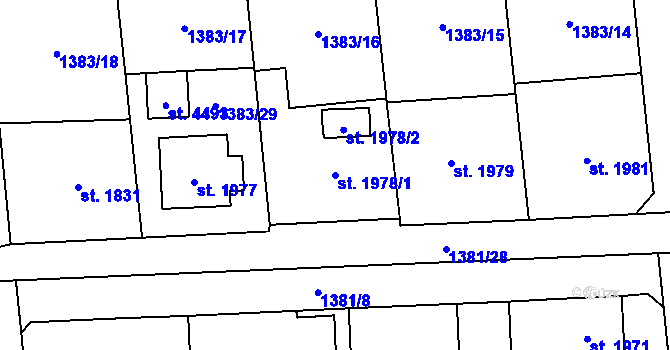 Parcela st. 1978/1 v KÚ Klatovy, Katastrální mapa