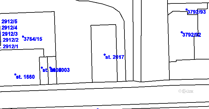 Parcela st. 2017 v KÚ Klatovy, Katastrální mapa