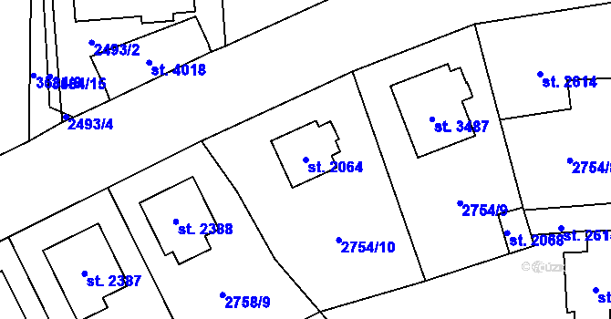 Parcela st. 2064 v KÚ Klatovy, Katastrální mapa