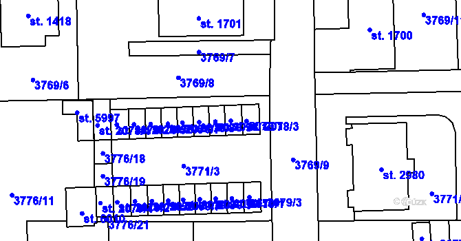 Parcela st. 2078/1 v KÚ Klatovy, Katastrální mapa