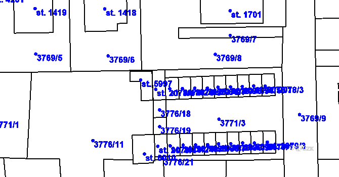 Parcela st. 2078/2 v KÚ Klatovy, Katastrální mapa