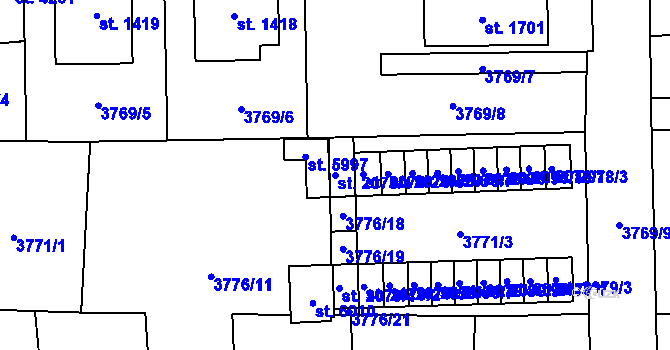 Parcela st. 2078/4 v KÚ Klatovy, Katastrální mapa