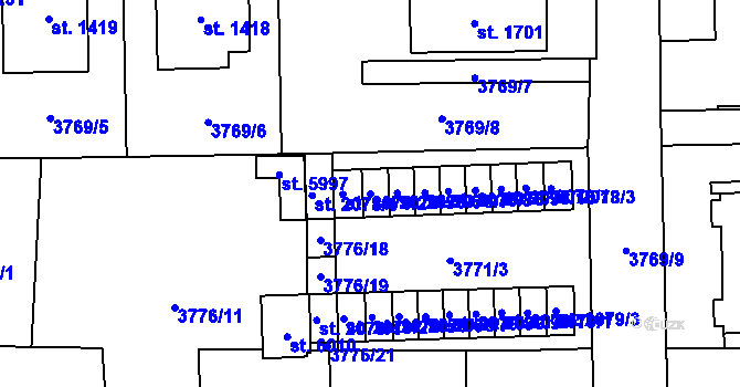 Parcela st. 2078/5 v KÚ Klatovy, Katastrální mapa