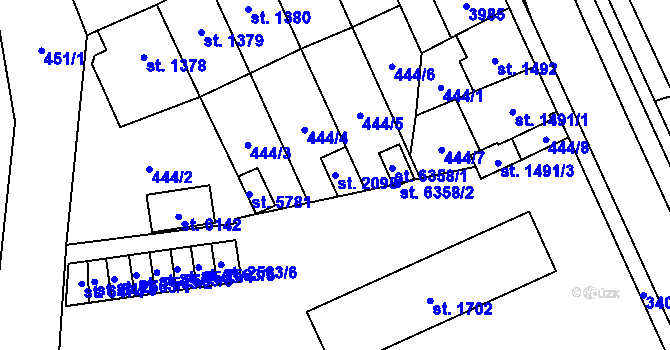 Parcela st. 2098 v KÚ Klatovy, Katastrální mapa