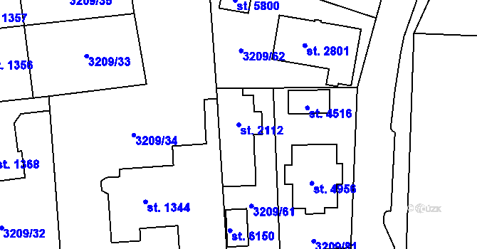 Parcela st. 2112 v KÚ Klatovy, Katastrální mapa