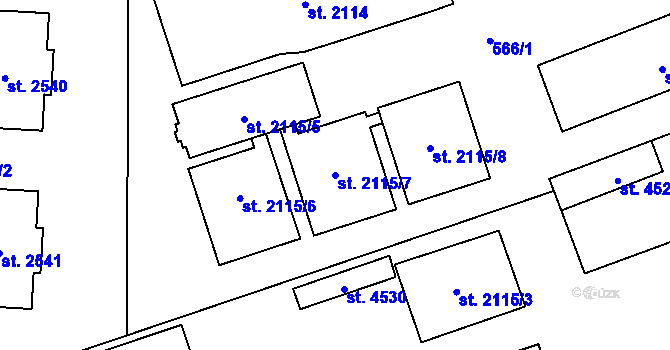 Parcela st. 2115/7 v KÚ Klatovy, Katastrální mapa