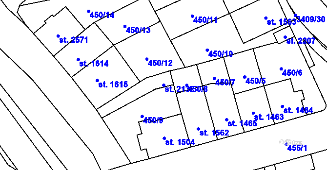 Parcela st. 2132 v KÚ Klatovy, Katastrální mapa