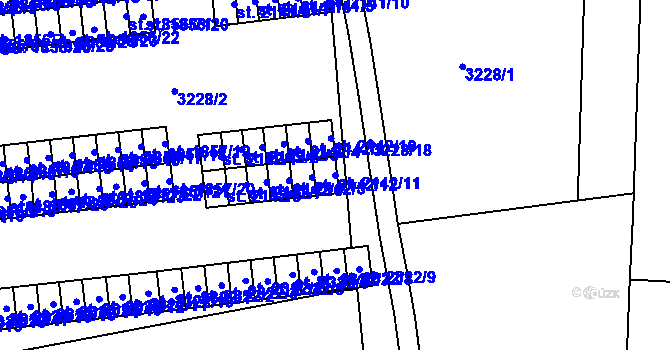 Parcela st. 2142/11 v KÚ Klatovy, Katastrální mapa