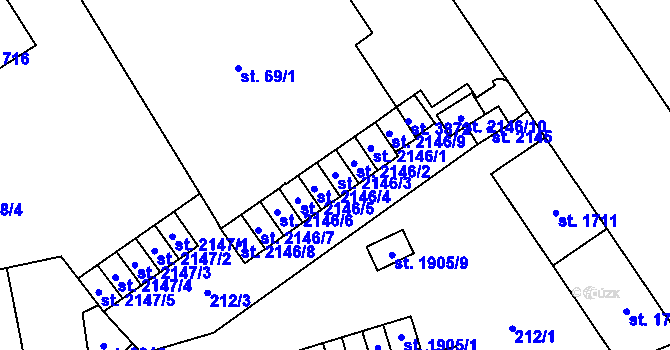 Parcela st. 2146/3 v KÚ Klatovy, Katastrální mapa