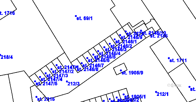 Parcela st. 2146/4 v KÚ Klatovy, Katastrální mapa