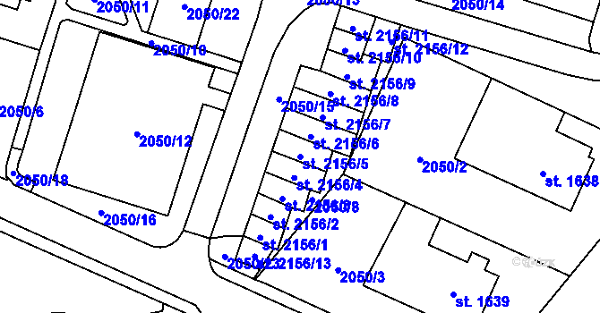 Parcela st. 2156/5 v KÚ Klatovy, Katastrální mapa