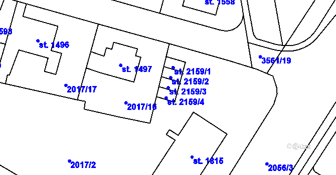 Parcela st. 2159/3 v KÚ Klatovy, Katastrální mapa