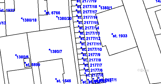 Parcela st. 2177/11 v KÚ Klatovy, Katastrální mapa