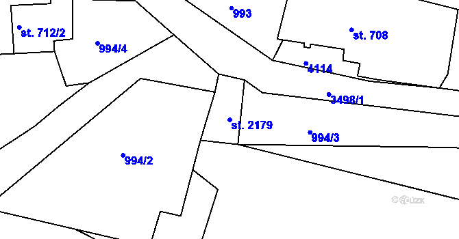 Parcela st. 2179 v KÚ Klatovy, Katastrální mapa