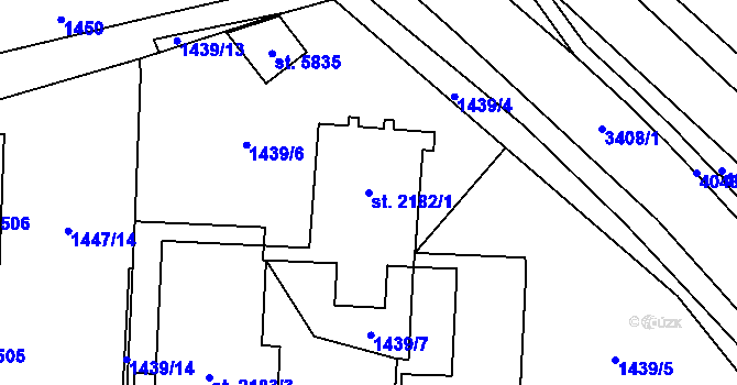 Parcela st. 2182/1 v KÚ Klatovy, Katastrální mapa