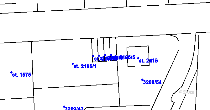 Parcela st. 2196/4 v KÚ Klatovy, Katastrální mapa