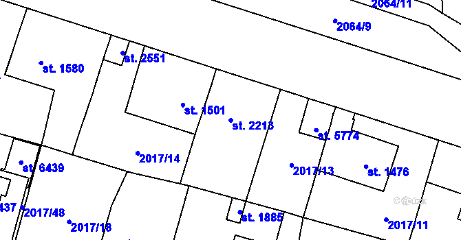 Parcela st. 2213 v KÚ Klatovy, Katastrální mapa