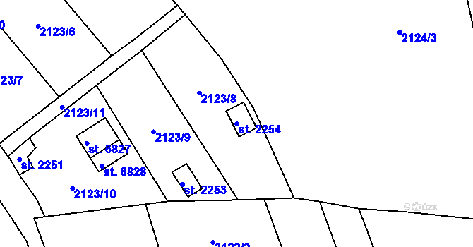 Parcela st. 2254 v KÚ Klatovy, Katastrální mapa
