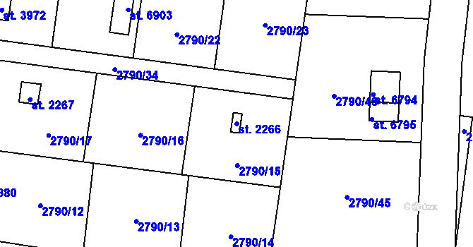 Parcela st. 2266 v KÚ Klatovy, Katastrální mapa