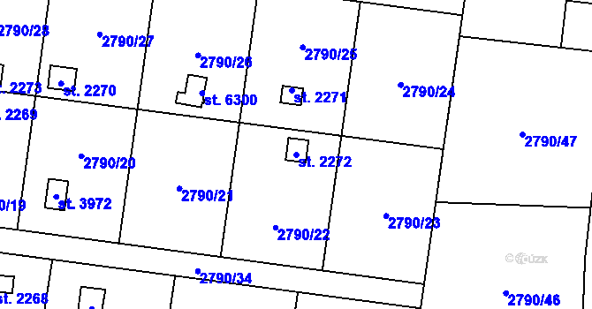 Parcela st. 2272 v KÚ Klatovy, Katastrální mapa
