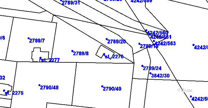 Parcela st. 2276 v KÚ Klatovy, Katastrální mapa