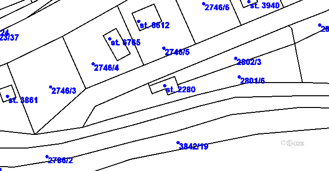 Parcela st. 2280 v KÚ Klatovy, Katastrální mapa