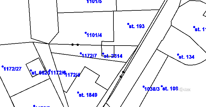 Parcela st. 2314 v KÚ Klatovy, Katastrální mapa