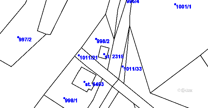 Parcela st. 2315 v KÚ Klatovy, Katastrální mapa