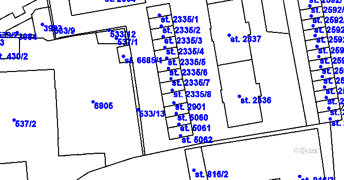 Parcela st. 2335/8 v KÚ Klatovy, Katastrální mapa