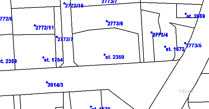 Parcela st. 2359 v KÚ Klatovy, Katastrální mapa