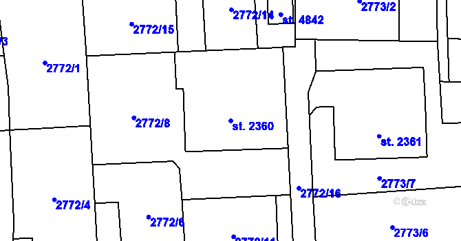 Parcela st. 2360 v KÚ Klatovy, Katastrální mapa