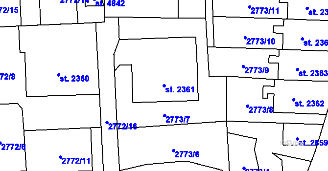 Parcela st. 2361 v KÚ Klatovy, Katastrální mapa