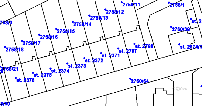 Parcela st. 2371 v KÚ Klatovy, Katastrální mapa