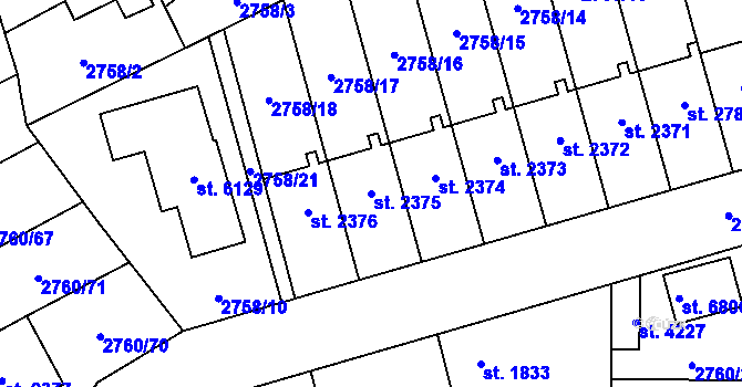 Parcela st. 2375 v KÚ Klatovy, Katastrální mapa