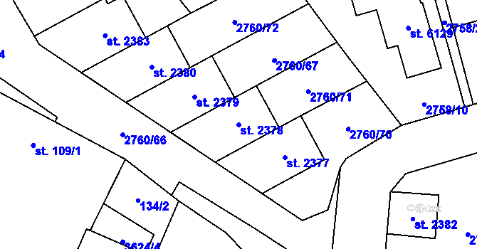 Parcela st. 2378 v KÚ Klatovy, Katastrální mapa
