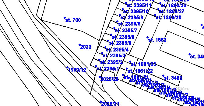Parcela st. 2395/3 v KÚ Klatovy, Katastrální mapa