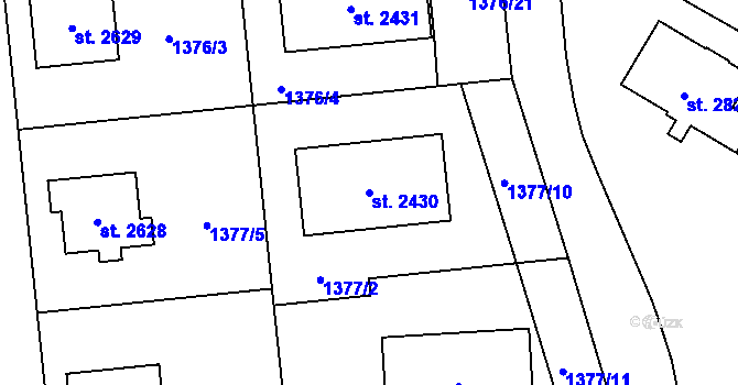 Parcela st. 2430 v KÚ Klatovy, Katastrální mapa