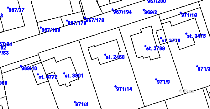 Parcela st. 2468 v KÚ Klatovy, Katastrální mapa
