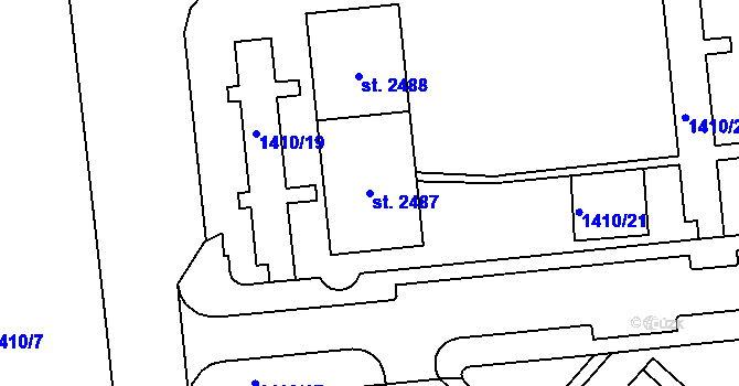 Parcela st. 2487 v KÚ Klatovy, Katastrální mapa