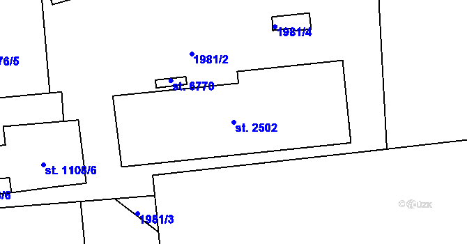 Parcela st. 2502 v KÚ Klatovy, Katastrální mapa