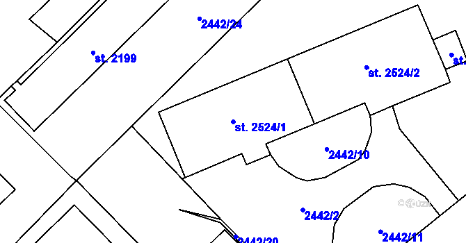 Parcela st. 2524/1 v KÚ Klatovy, Katastrální mapa