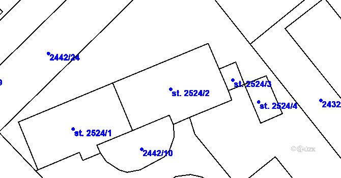 Parcela st. 2524/2 v KÚ Klatovy, Katastrální mapa