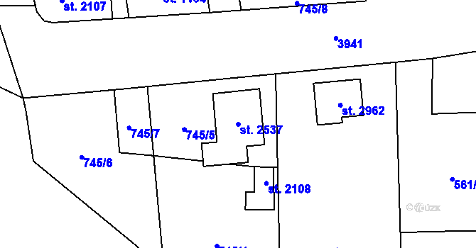Parcela st. 2537 v KÚ Klatovy, Katastrální mapa