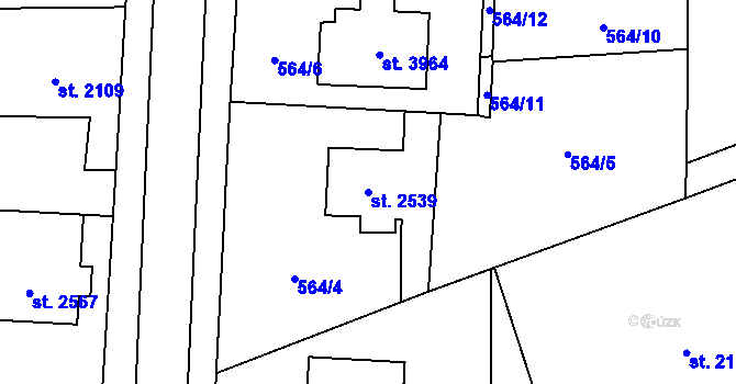 Parcela st. 2539 v KÚ Klatovy, Katastrální mapa