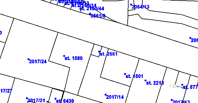 Parcela st. 2551 v KÚ Klatovy, Katastrální mapa