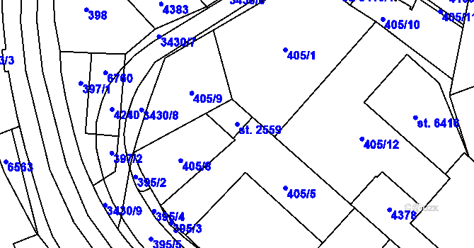 Parcela st. 2559 v KÚ Klatovy, Katastrální mapa