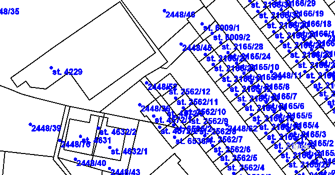 Parcela st. 2562/12 v KÚ Klatovy, Katastrální mapa